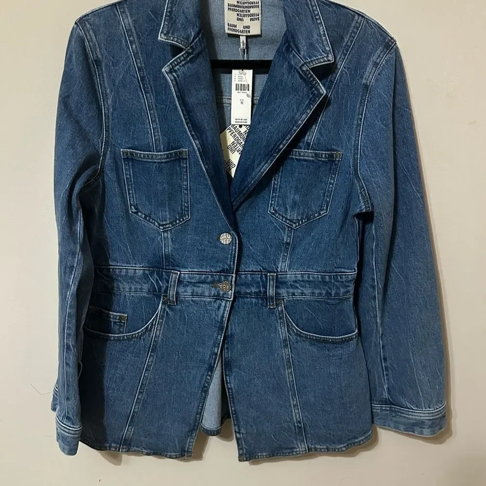 NWT $269 Baum und Pferdgarten x Anthropologie BEATRIX Denim M Button Front Jean